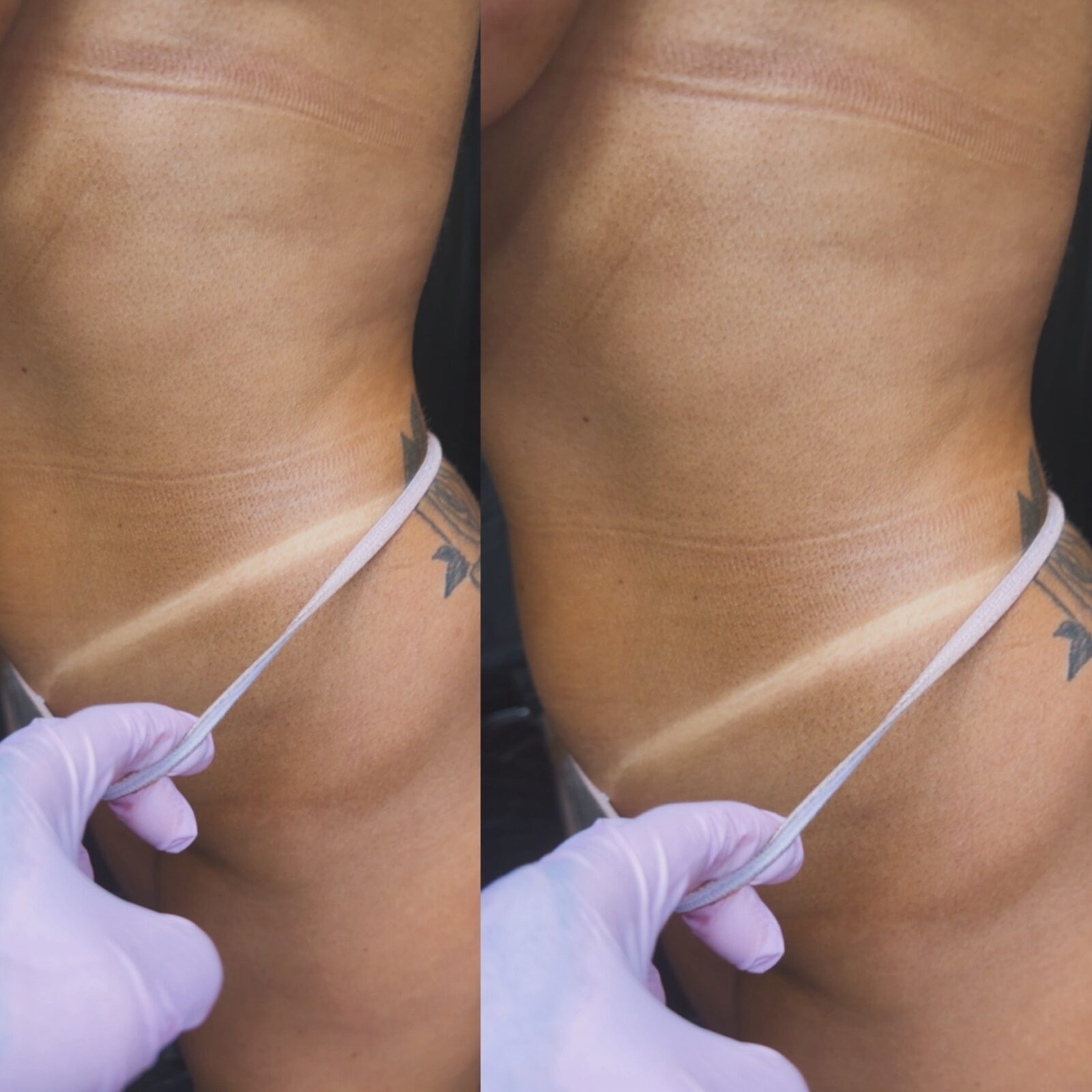 Custom spray tan before and after - smooth even glow
